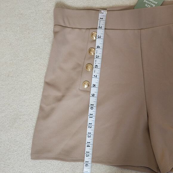 NWT  XL H&M High Waist Nautical Sailor Casual Shorts Buttons Sustainable Tan - Picture 11 of 13